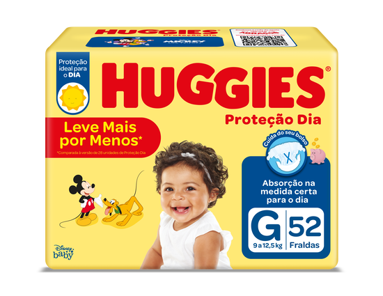 Fralda Huggies Proteção Dia G - 52 fraldas